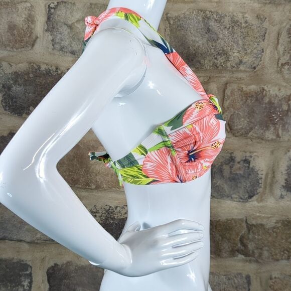 KONA Sol tropical floral print halter bikini top woman's‎ Size small NEW padded - Picture 5 of 13